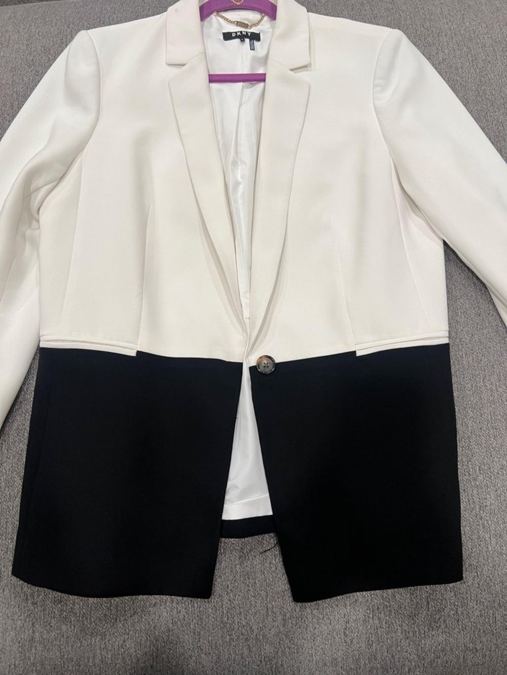 DKNY Two-Tone Black and White Cropped Blazer